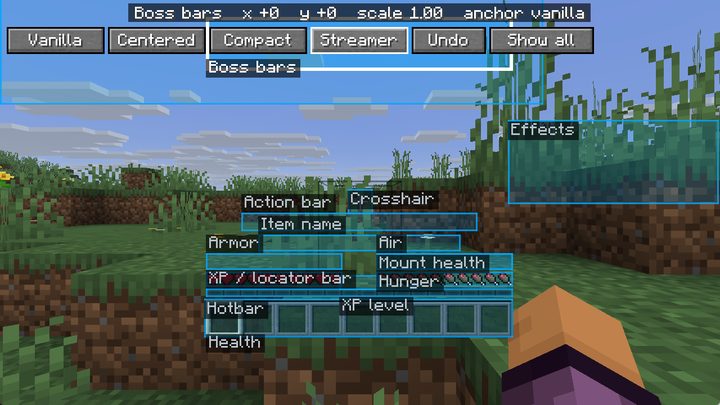 HUD Layout editor in game: every HUD element in its own box