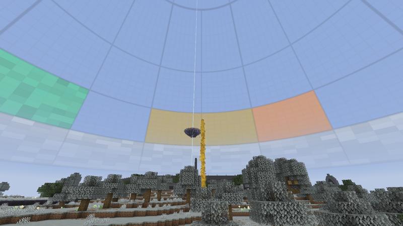 A column of gold light rising from the ground to the window in the sky